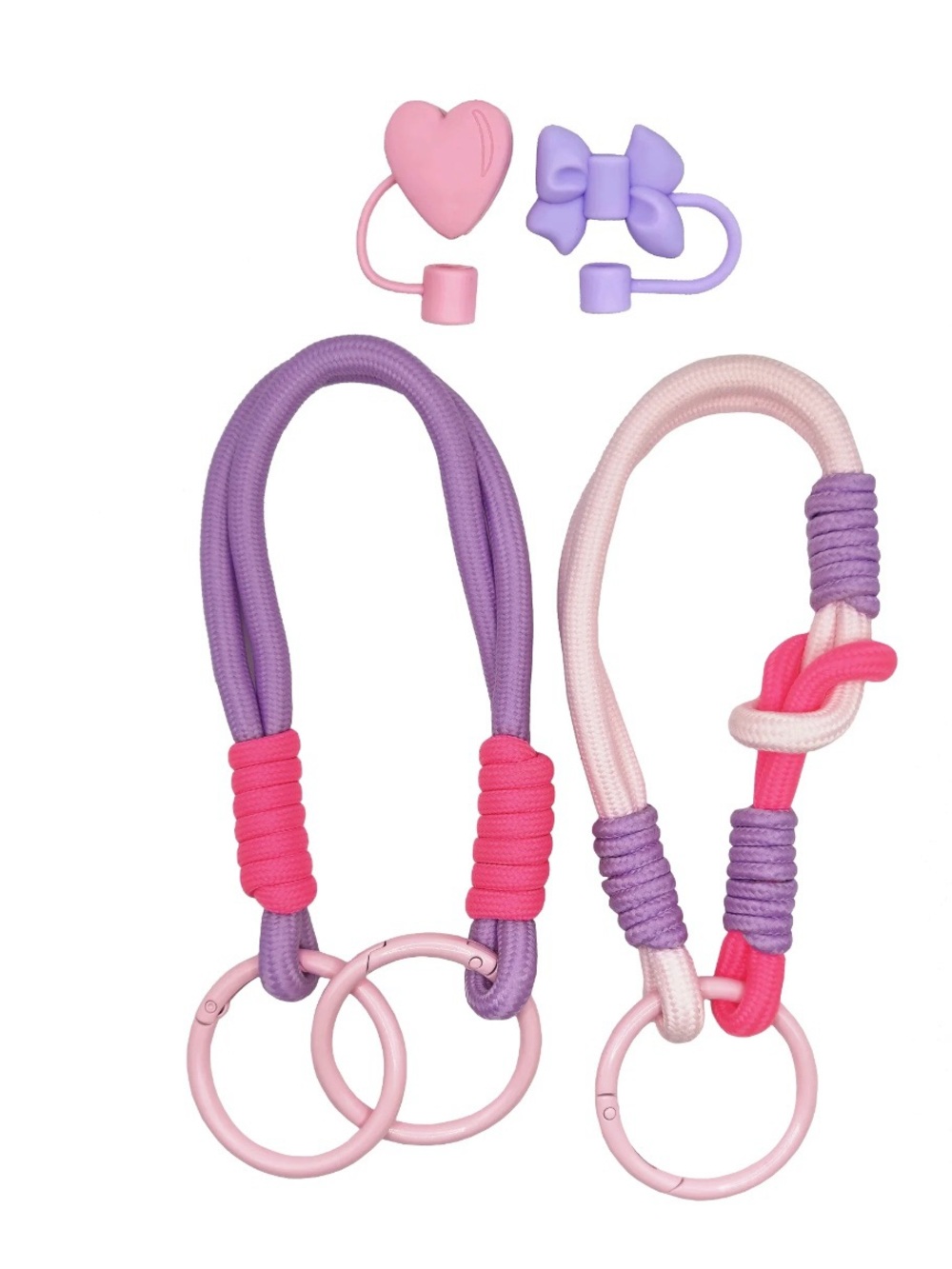 Wonder Nation Cup Accessory Set Wrist Straps Straw Toppers Pink Purple NWT